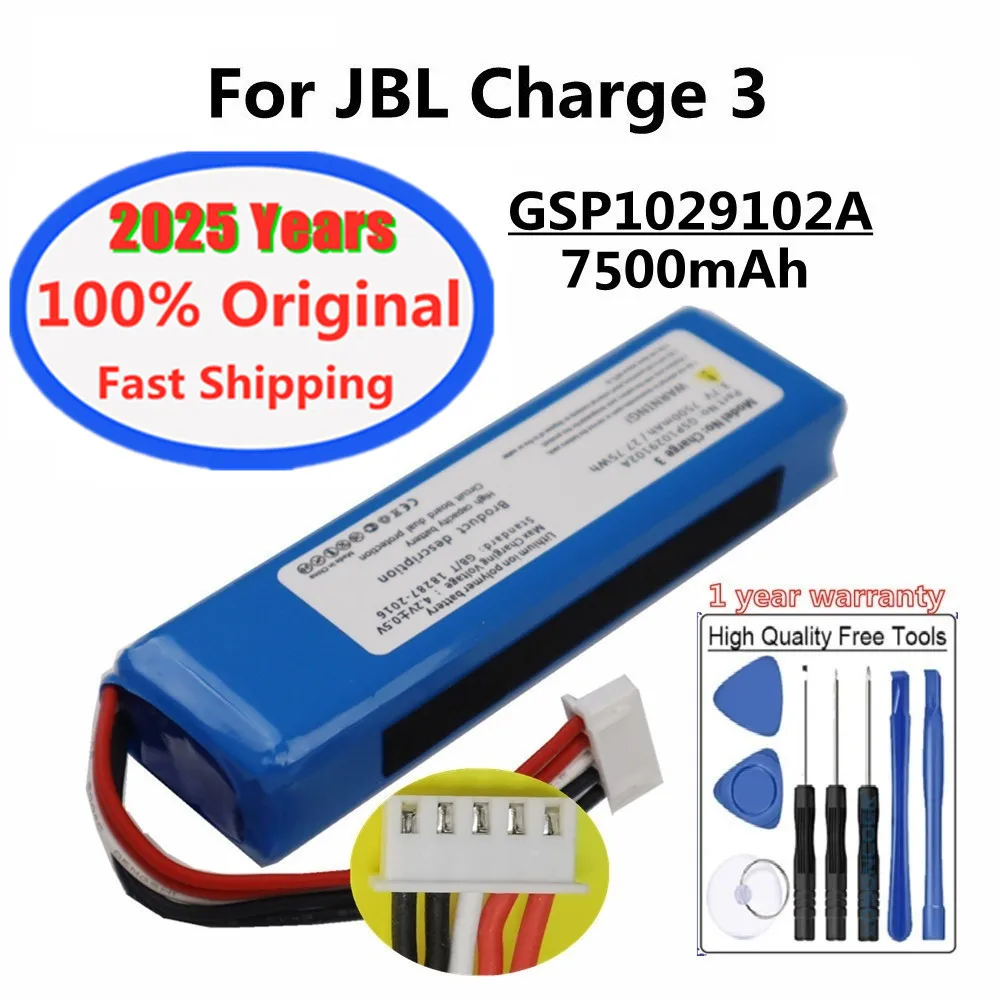 2025 Years 100% Original Speaker Replacement Battery 7500mAh For JBL Charge 3 Charge3 GSP102910A CS-JML330SL Battery Bateria