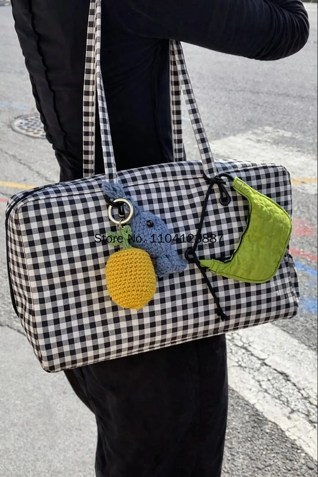 Nylon Quadratische Schultertasche Große Kapazität Canvas-Handtasche Leichte Reißverschluss-Tragetasche Tägliche Pendler-Reisetasche Aufbewahrungstasche Fitness-Geschenk – Detail 3