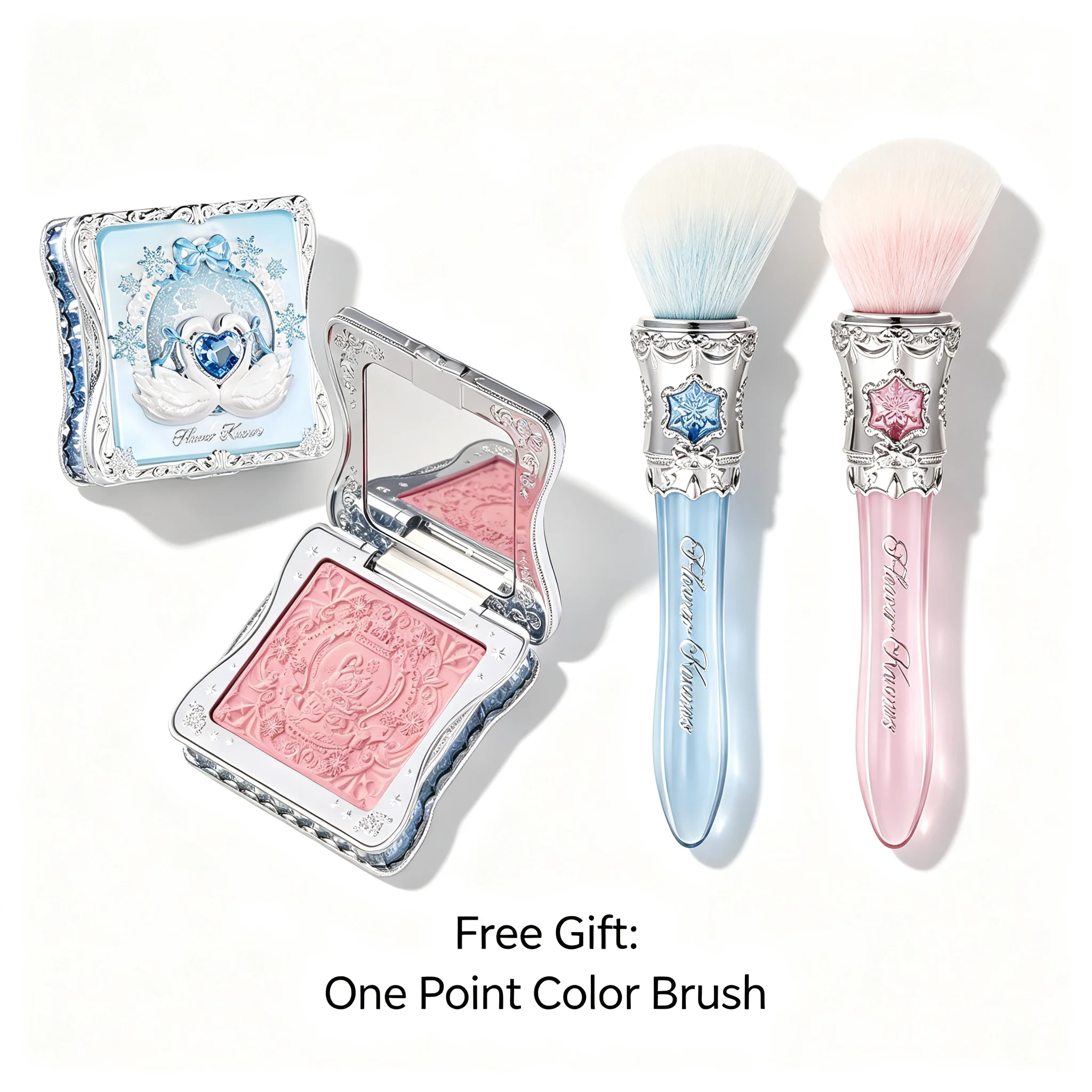 Flower Knows Snow Ballet Series Matte Blush Expanding Color Brightening Palette Daily Natural Face Makeup with Free Brush
