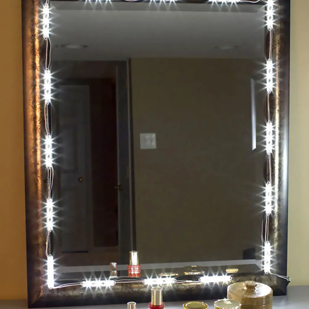 1Set LED Makeup Mirror Lights Strip Easy Install Reusable No Wiring Required Perfect for Eyeliner Mascara Eyebrows Shaving