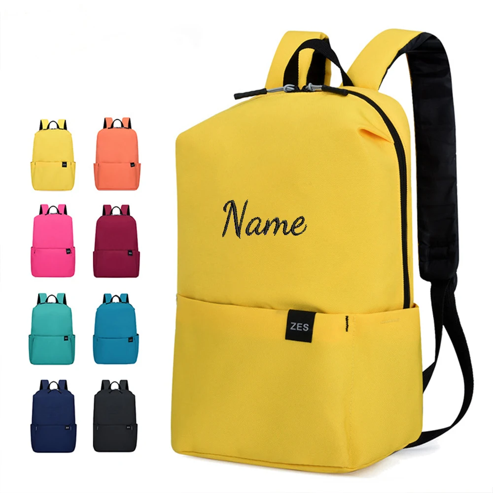 Personalized Embroidery Name Colorful Gift Bag for Men and Women Lightweight Large Capacity Computer Student Backpack