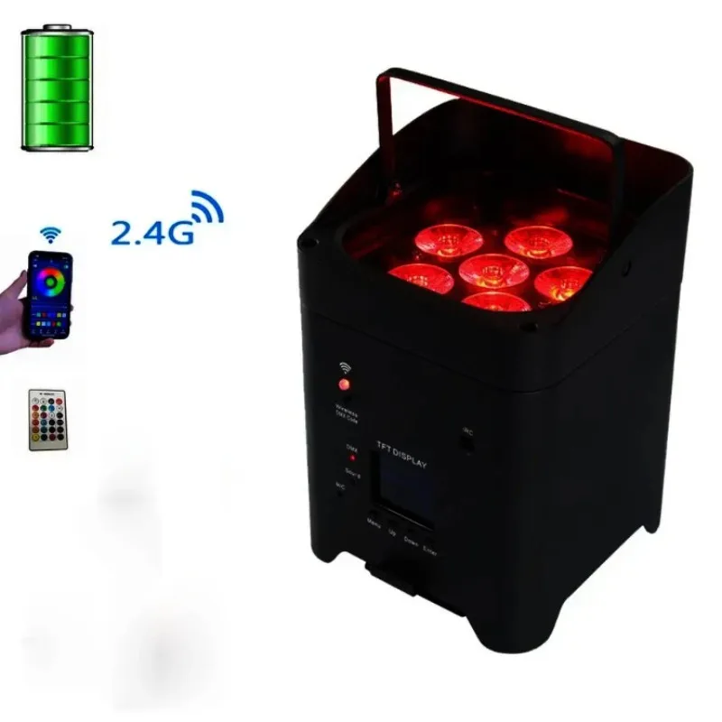 

【Best-selling】Wireless DMX Mobile Phone Controlled up Lights 6x18w RGBWAUV LED Battery Uplight Par Wash for Wedding Patty Club G