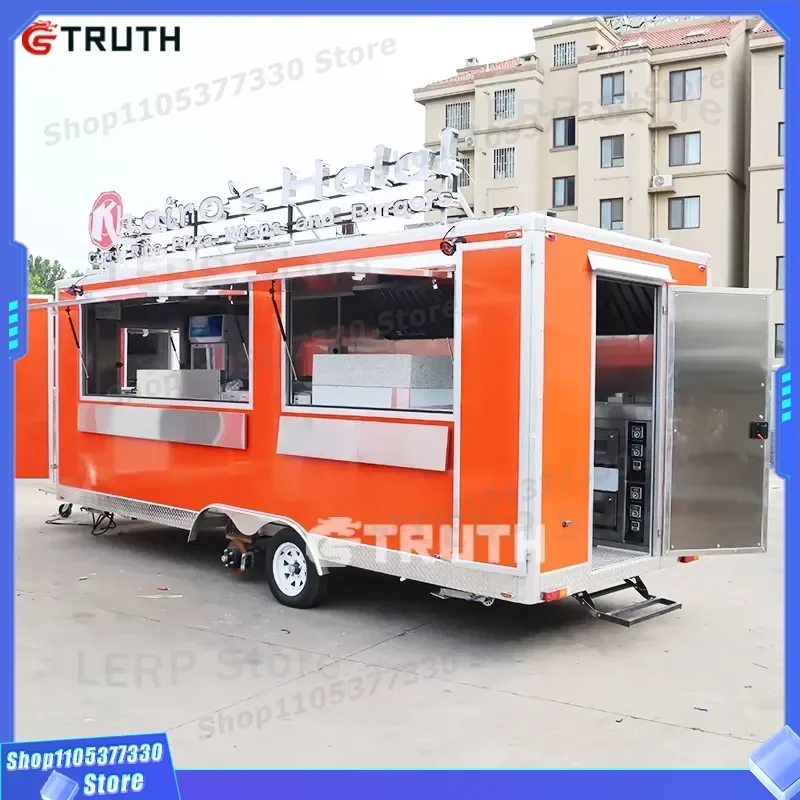 Mobile Food Truck Trailer Fully Equipped for Pizza Coffee Dining Fast Food Street Vendor Commercial Kitchen Unit Franchise