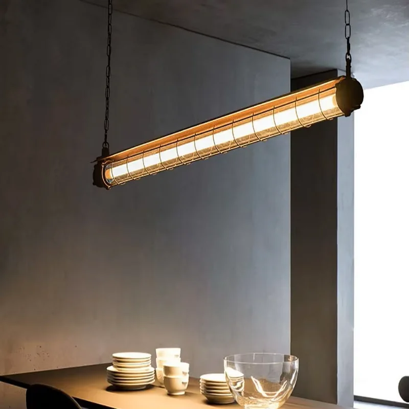American industrial style metal long tube chandelier, creative acrylic atmosphere chandelier for coffee shop studios ZY633SQ