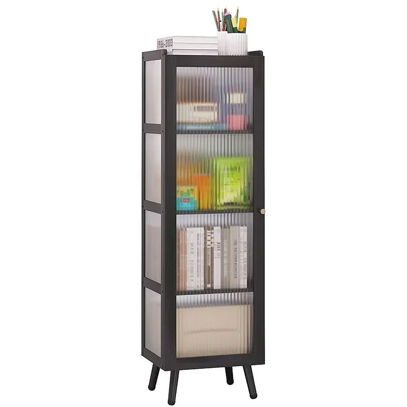 floor-to-ceiling transparent bookcase, multi-functional multi-layer vertical cabinet against the wall