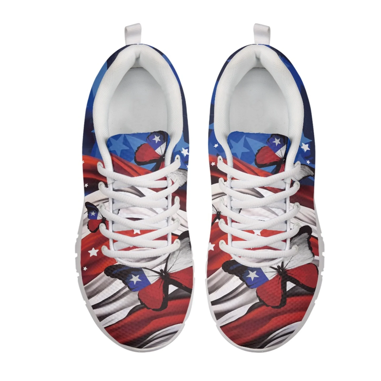 Coloranimal 4th of July Breathable Walking Shoes Featuring Distressed Flag Mesh EVA Sole Sneakers for 2026 Trending Jogging Wear