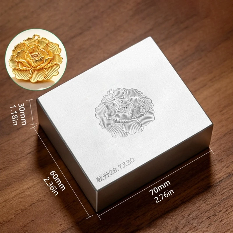 HXBF Jewelry Forming Tool for Gold and Silver Pieces, Steel Die with a Floral Design Face for Purpose-Built Pressing Tasks