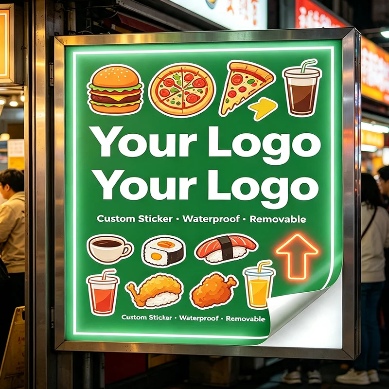 Any Size 100cm Custom Vinyl Decal Sticker Waterproof Removable UV Resistant Advertising Sign For Takeout Small Food Store Burger