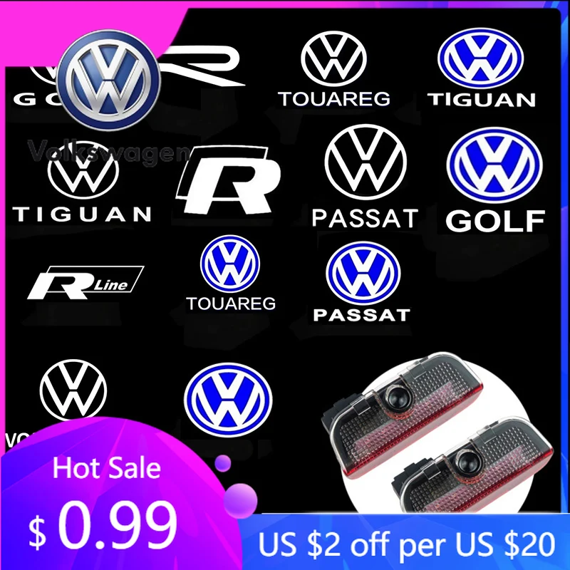 

Спойлеры с крыльями, светодиодный HD-приветственный свет с логотипом двери автомобиля для VW Touareg 7P CR7 T-ROC Touran 5T1 Teramont Golf 5 6 7 R LINE GTI GTE Pass