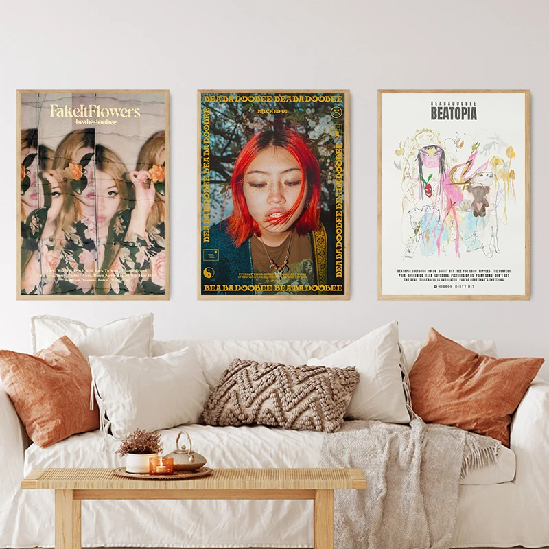 Singer Beabadoobee 'Fake It Flowers' Music Album Poster Wall Art Canvas Painting Pictures For Home Bedroom Bar Decor Frameless