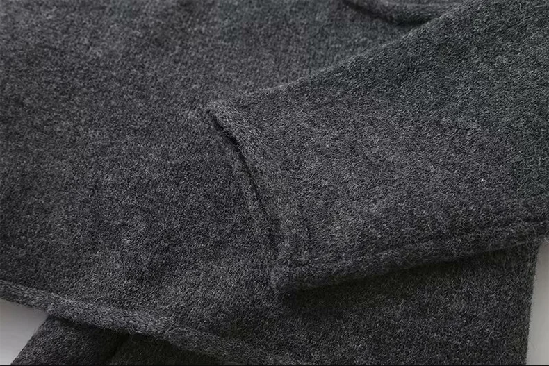 MD Women\'s Cardigan Grey simple long-sleeved V-neck tie knitted Wool sweater Loose Sweater Women Wool Crop Cardigan Top