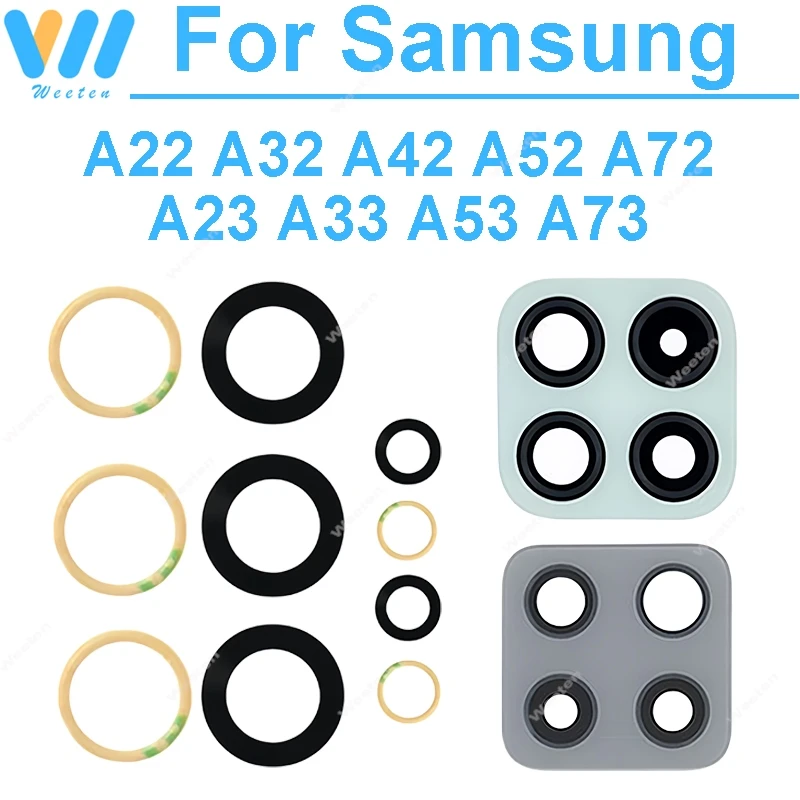 NUEVO: Lente de Vidrio para Cámara con Adhesivo para Samsung Galaxy A22 A32 A42 A52 A72 A33 A53 A73 A225 A325 A426 A525 A725, Piezas de Reparación