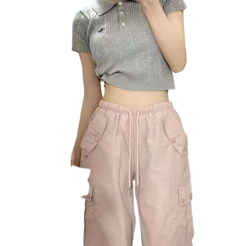 Cargohose für Damen, Streetwear, Sommer, Polyester, Mesh, belüftet, luftig, leicht, kühlend, schnell trocknend, atmungsaktiv, ausgehöhlt, Übergröße