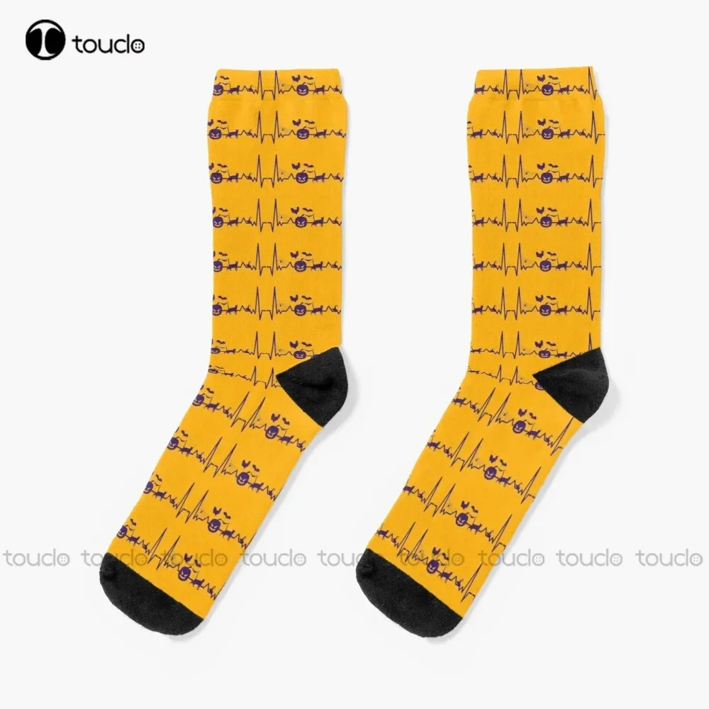 

Halloween Heart Beat Socks Halloween Running Socks Womens Personalized Custom Unisex Adult Teen Youth Socks 360° Digital Print