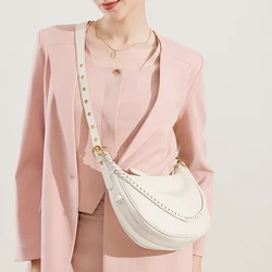 Real leather women's bag, fashionable luxury dumpling bag, new shoulder bag, high-end designer, large capacity chain handbag