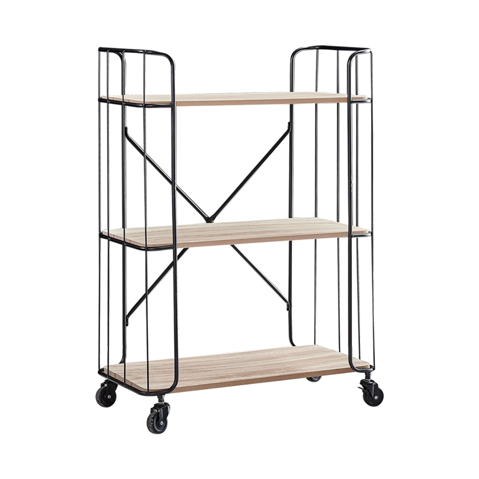 

Kitchen Cart 3-Tier Utility Cart Vintage Rolling Bakers Rack Bookshelf Storage Shelf for Living Room Decoration[US-Stock]