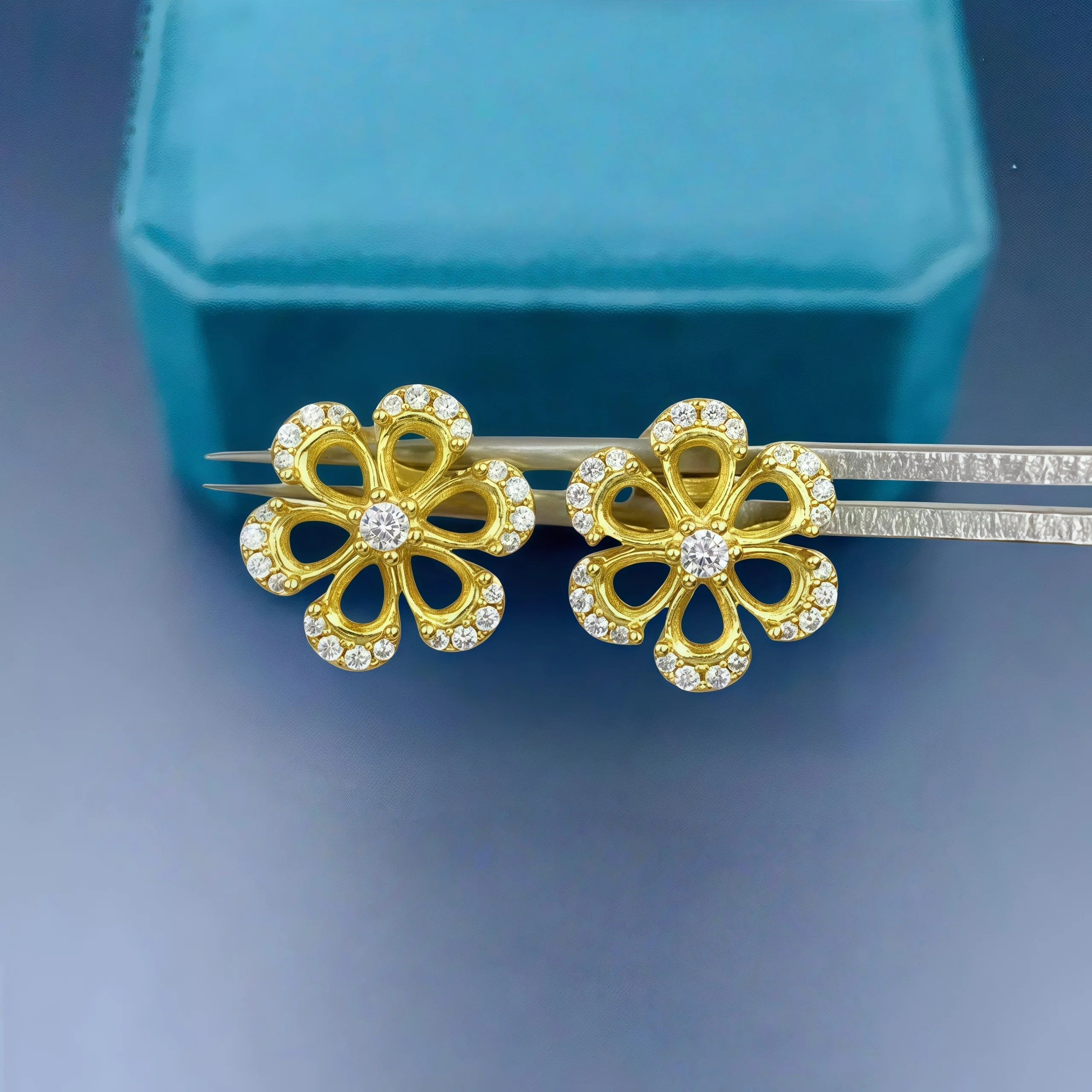 

Setting 3*4mm Water Drop Stone DIY Fashion Earrings Empty Holder S925 Sterling Silver Fine Flower Design Charm Jewelry for Woman