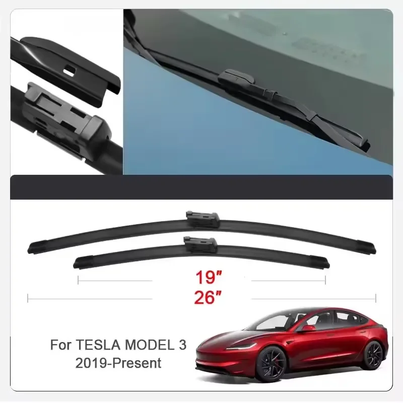 

2PCS Car Wiper Blades for TESLA MODEL 3 MODEL Y MODEL S MODEL X Front Windscreen Windshield Double Rubber Car Accessories