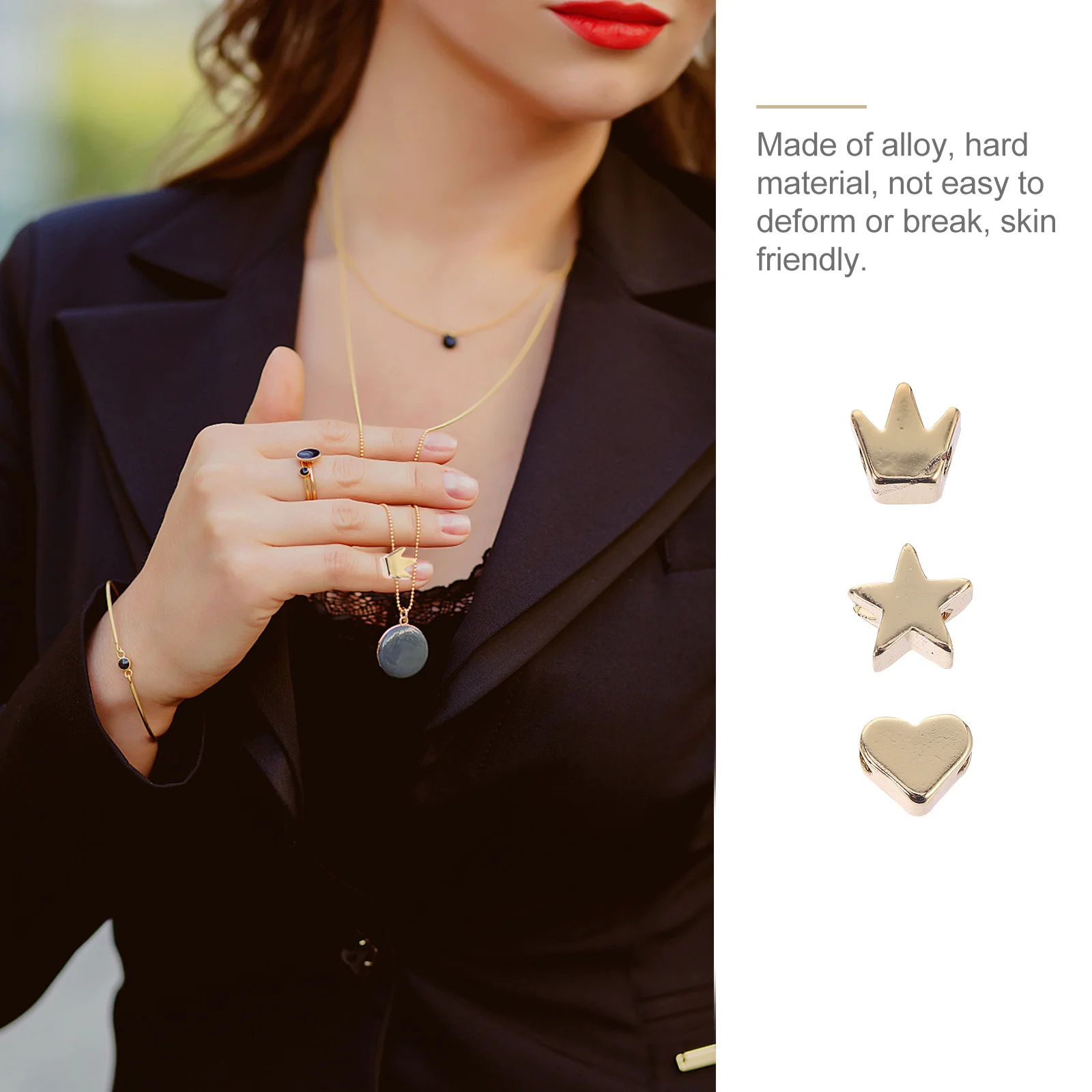 

90pcs Crown Heart Star Spacer Beads Alloy Diy Jewelry Making Craft For Bracelet Necklace Earrings Anklet Christmas Gift Loose