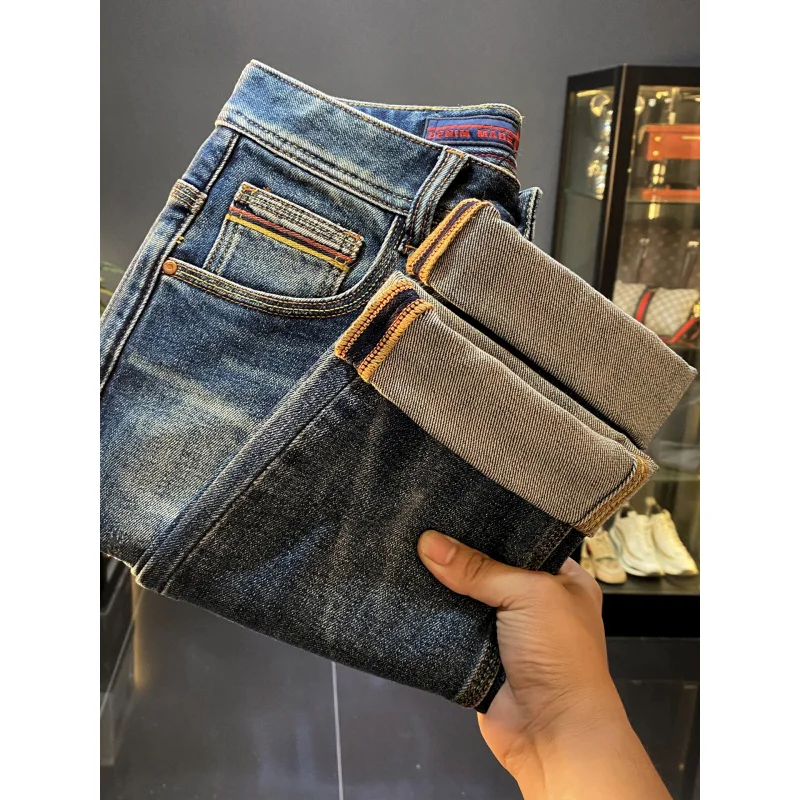 

Jeans men's 2025 autumn new straight tube small foot elastic casual trend retro high-end long pants