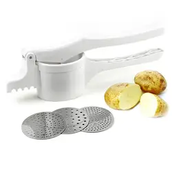 White Potato Ricer Stainless Steel Puree Fruit Vegetable Press Maker Manual Food Ricer Fruit Masher for Kitchen DC05