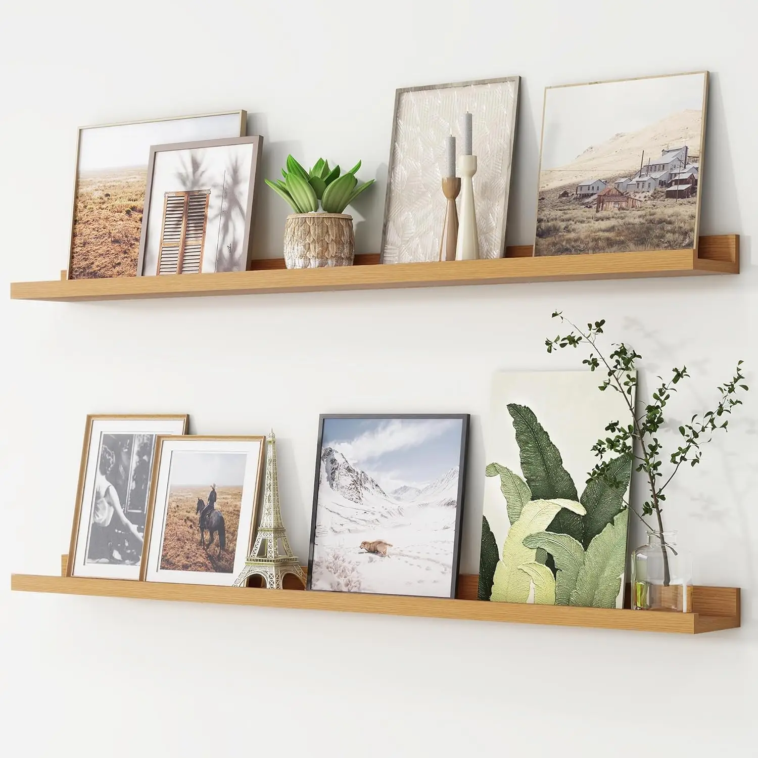 

Picture Ledge Shelf, Floating Shelves Set of 2, 48 Inches Long Large Nursery Book Shelves for Toys Storage, Kids Booksh