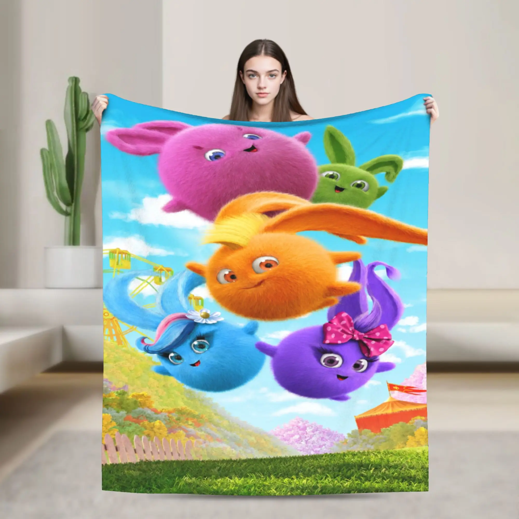 Sunnys Bunnies cartoon Accessories Blanket Ultra-Soft Flannel  Throw Blanket Relax Bedding Throws