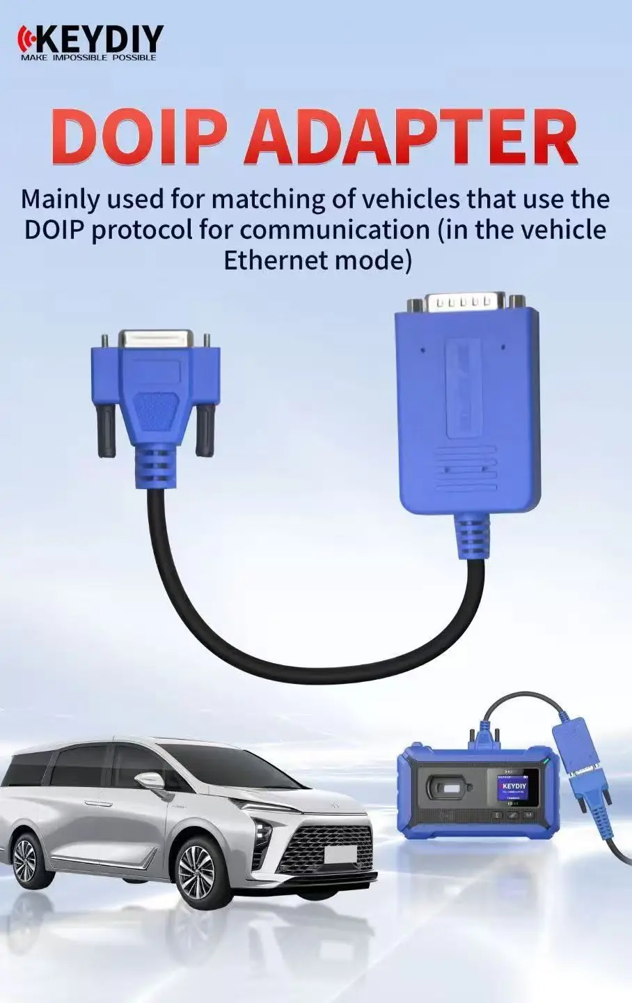 KeyDiy DOIP ADAPTER for matching of vehicles that use the DOIP protocol for communication in the vehicle Ethernet mode on KD X4