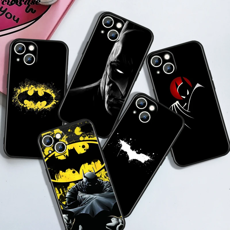 DC Comics Batman Phone Case For Apple iPhone 15 Ultra 14 13 12 11 XS XR X 8 7 Pro Max Plus mini Black Cover