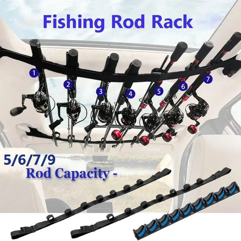 Fishing Rods Holder Fishing Rod Carrier for Car Fishing Rod Rack 5/7/8/9 Rod Capacity Heavy Duty for SUV/Wagons/Van/Jeep/Truck