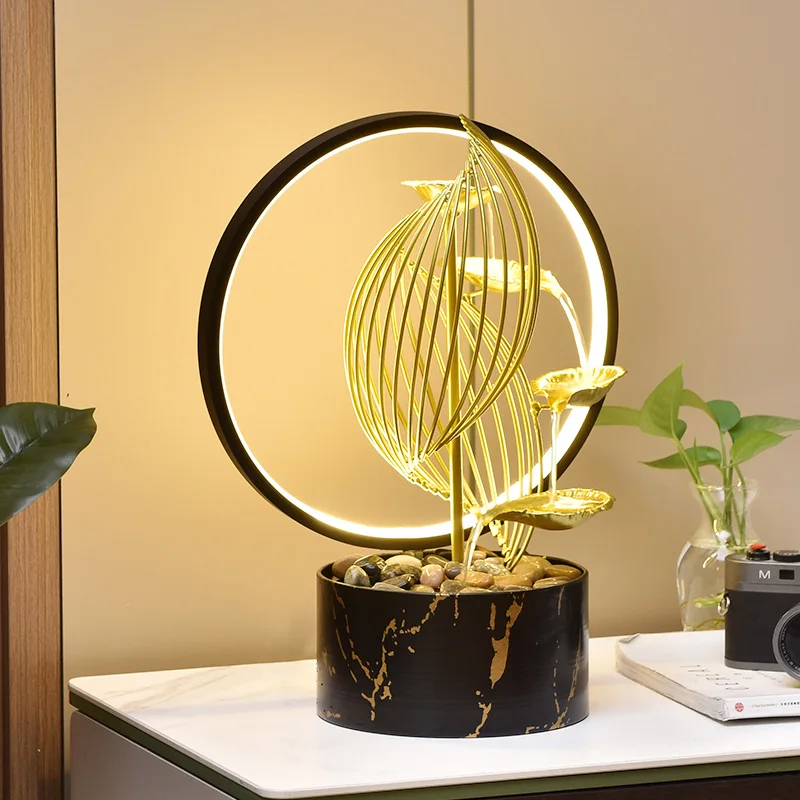 Modern light luxury trending circulation water ornament, high-end living room entryway TV cabinet, creative home decoration