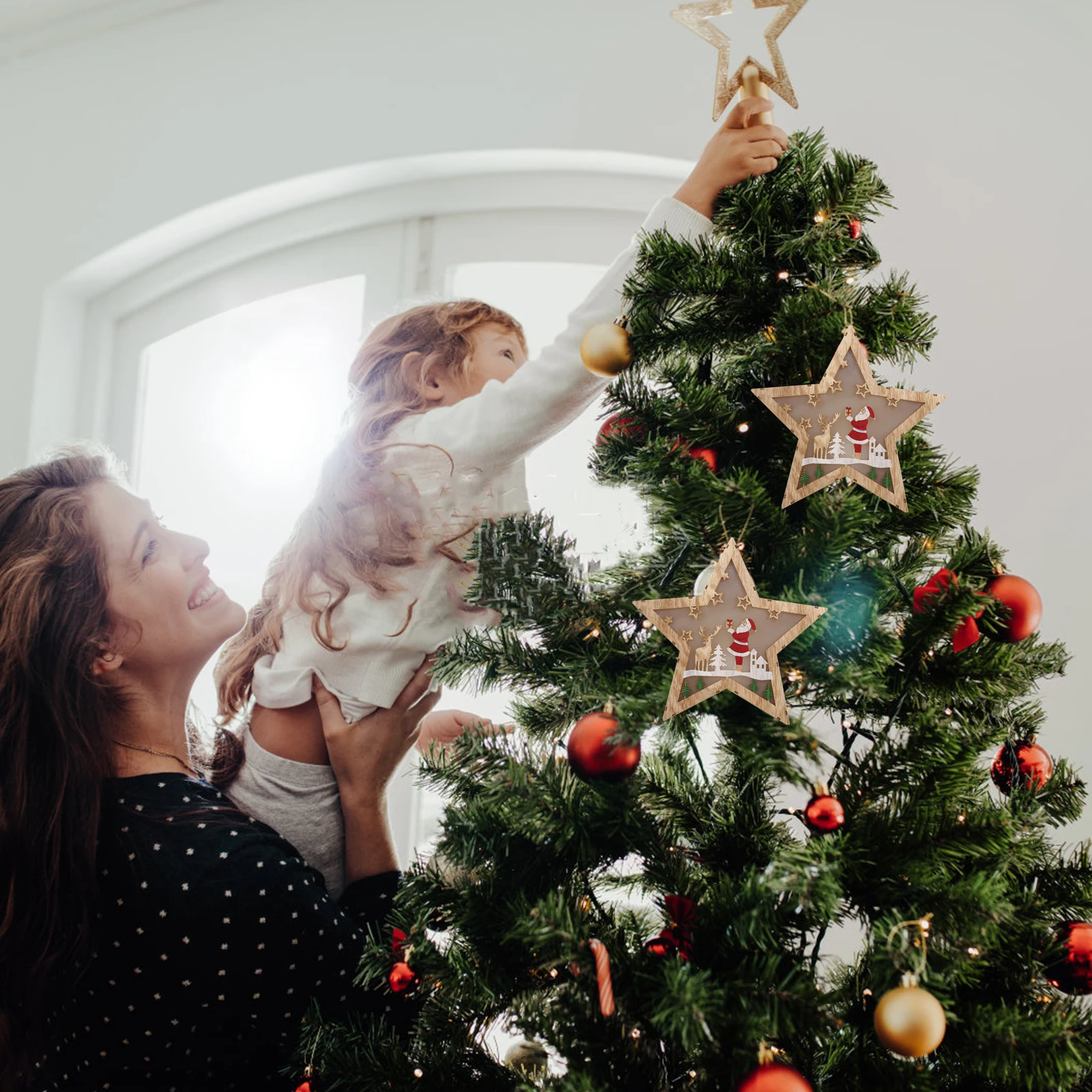 

Five-Pointed Star Night Light Wooden Christmas Decoration Creative Star Lighting For Living Room Bedroom Study Decorative Lamp