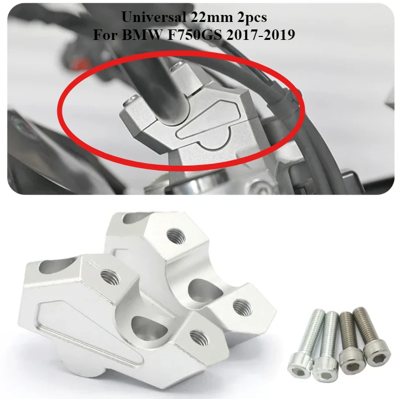 

Motorcycle Handlebar Lifter-Riser Bar Mount Extend Adapter Raised Handle Clamp Universal 22mm 2pcs For BMW 750 F750GS 2017-2019