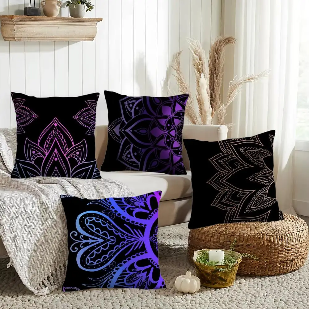 

Классическая наволочка с узором мандалы, короткий плюш, двусторонняя печать, для дома, машинная стирка, для теплой зимы