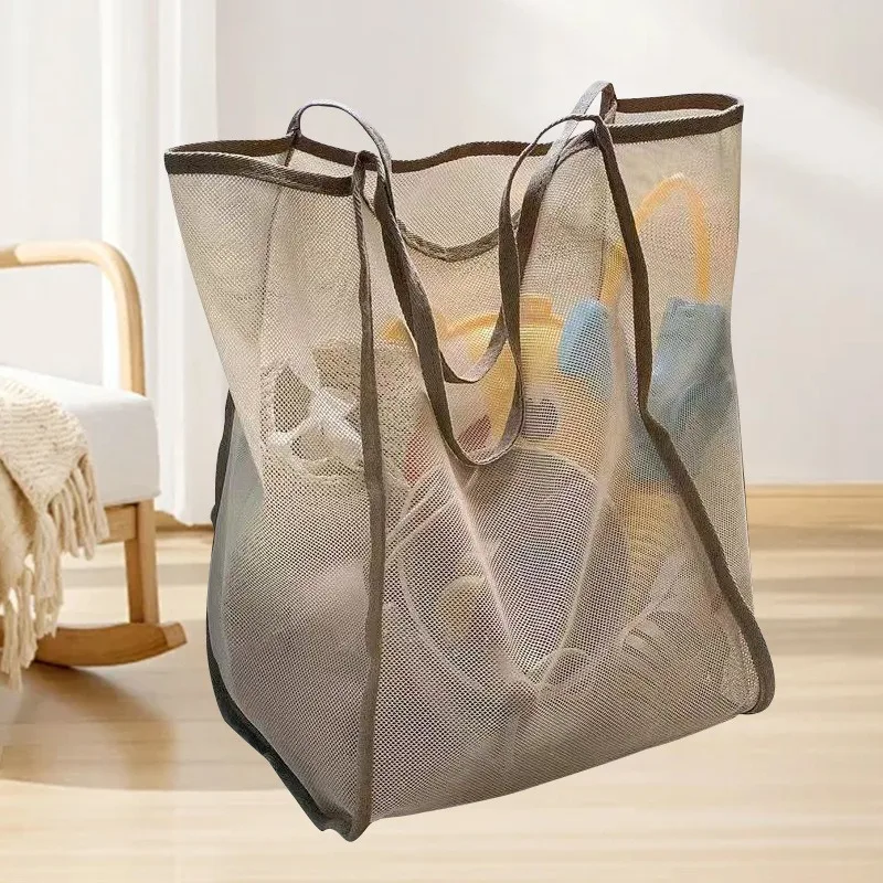 1P Mesh Beach Bag Lightweight, Breathable & Quick-Dry Travel Tote for Beach Trips Outdoor Activities, and Storage of Towels Toys