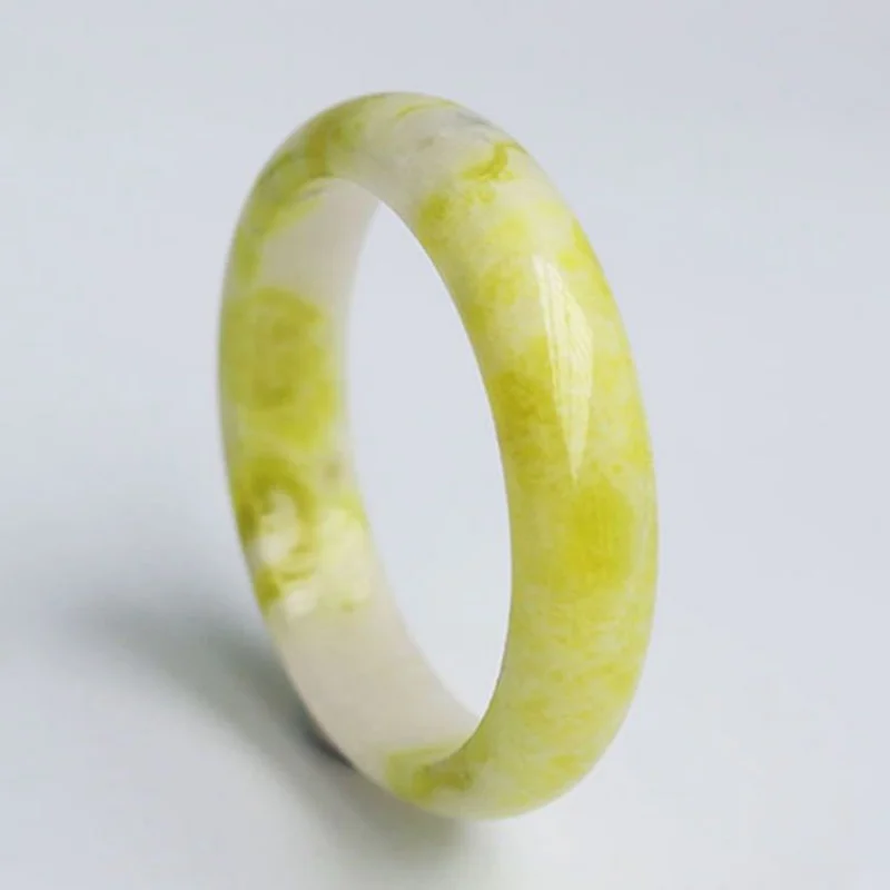 Jade Jade Bracelet Shaanxi Lantian Jade Bracelet Female Bracelet Live Supply Flower Yellow Green Bracelet Gift Batch