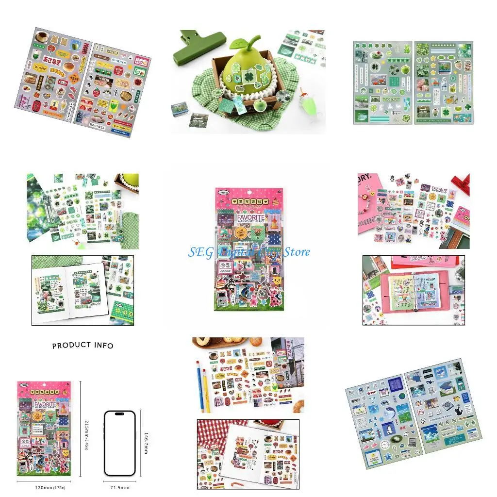 

U75B Japanese themed Sticker Adhesive Scrapbooking Decorative Sticker For Water Bottle Notebook Journals Decoration