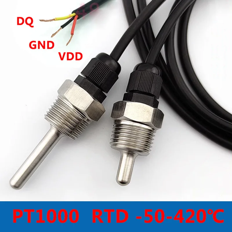 Sensor de Temperatura Pt1000 e Pt100 Habitação Sus304 Resistência Platina Bsp g1 Sonda de Rosca Solar Tanque de Água Específico para Tubos Cegos