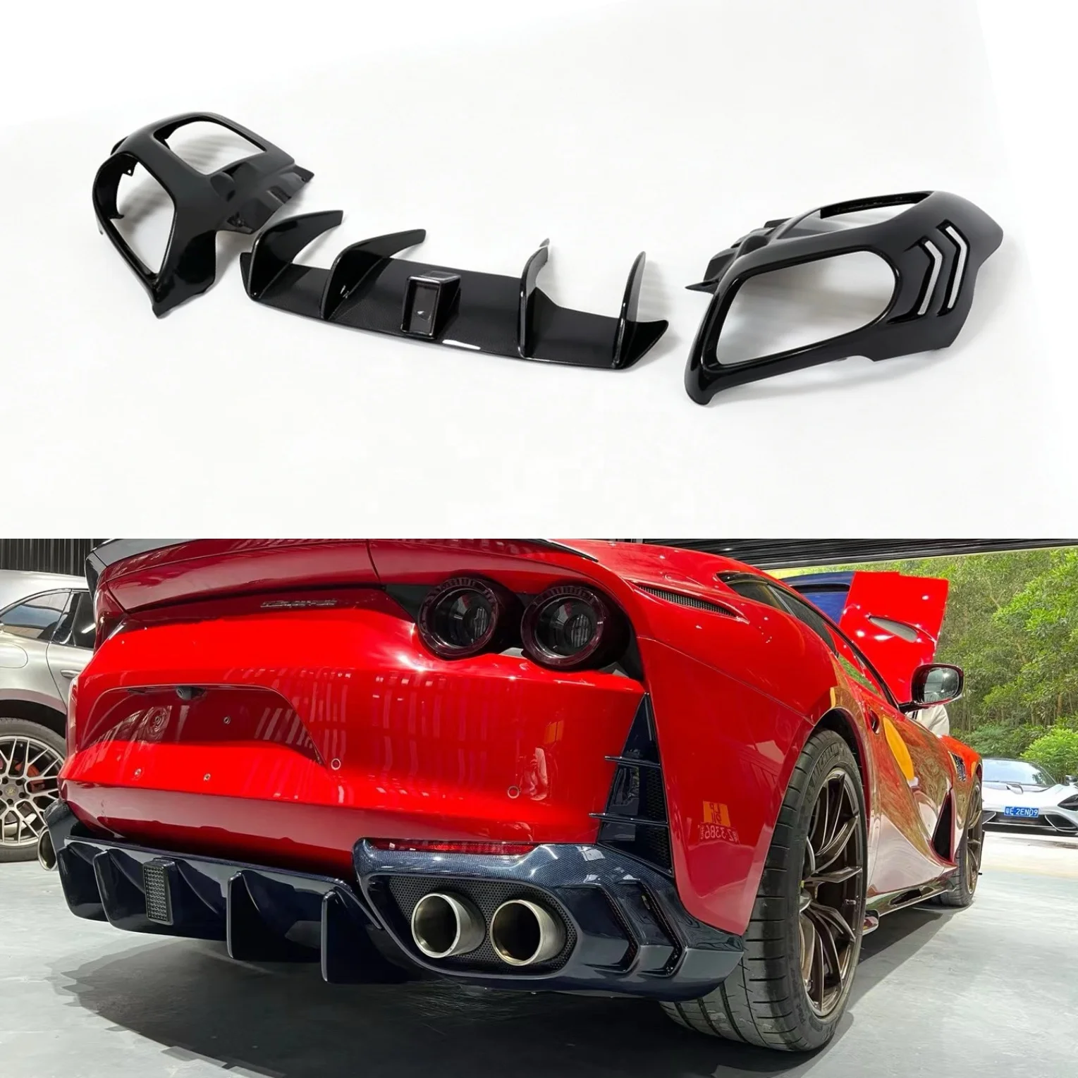 For Ferrari 812 Carbon Fiber MSY Style Body Kit Car Rear Bumper Garnish Diffuser Factory Direct