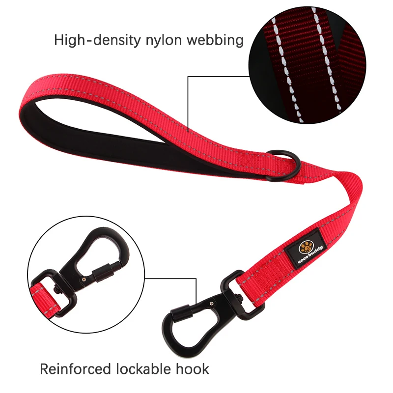 25/46cm Heavy Duty Short Nylon Dog Leash Training Control Reflective Threads Pet Leash with Zinc Alloy Lock Correa Para Perro