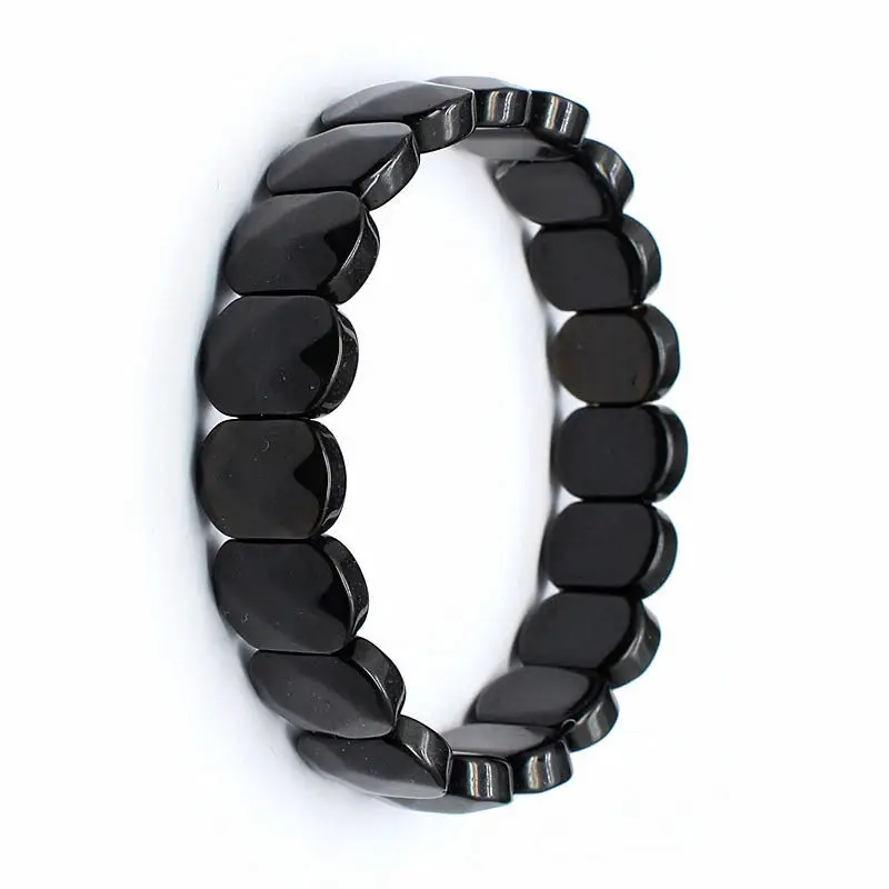 

Factory Natural Stone black onyx Bracelet Handmade Crystal Agate Male Female Personality Geometric Energy Fashion Gift Box