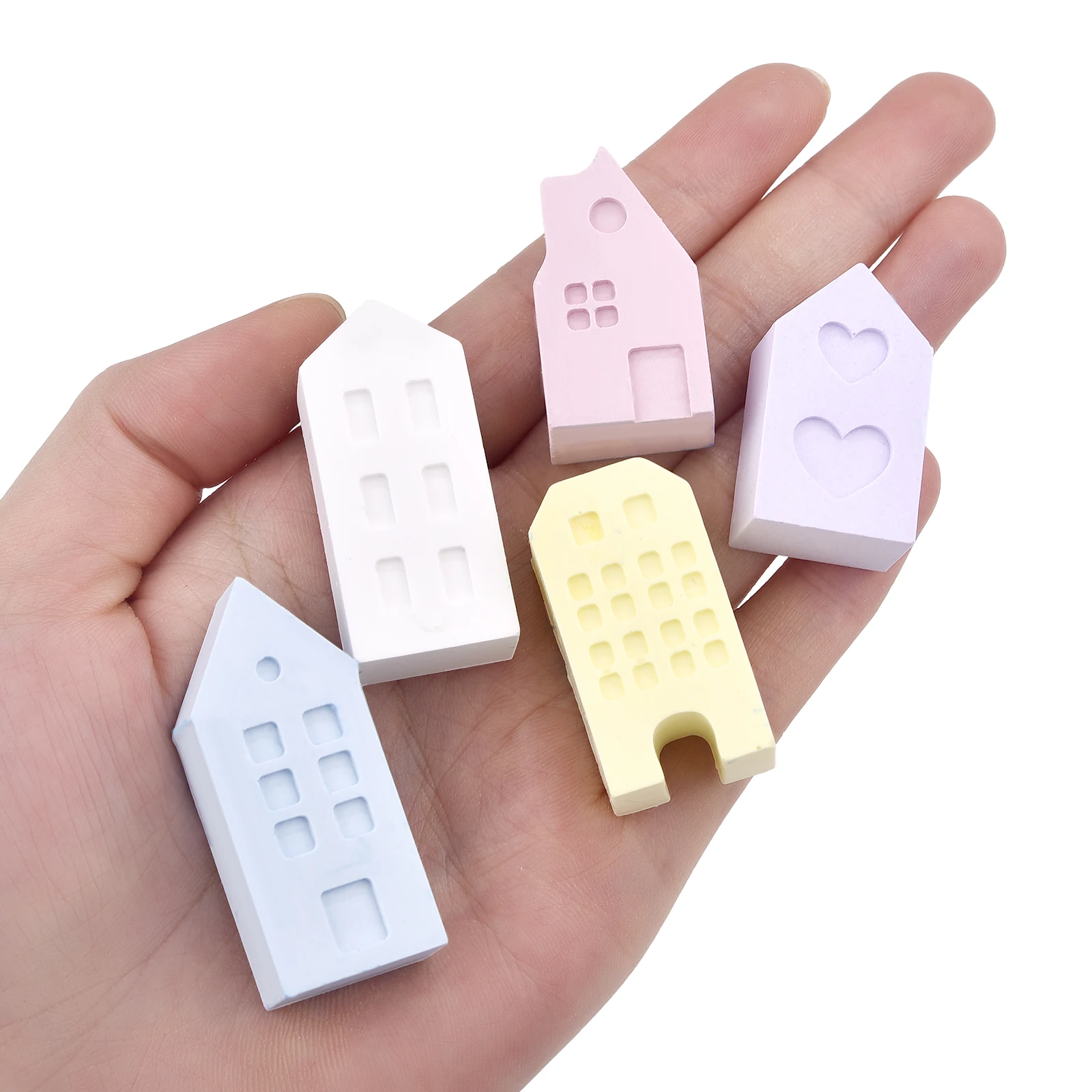 1 Set Mini Gypsum House Silicone Candle Mold Ornaments Resin Plaster Cement Concrete Mold DIY Crafts Gift Home Desk Decoration