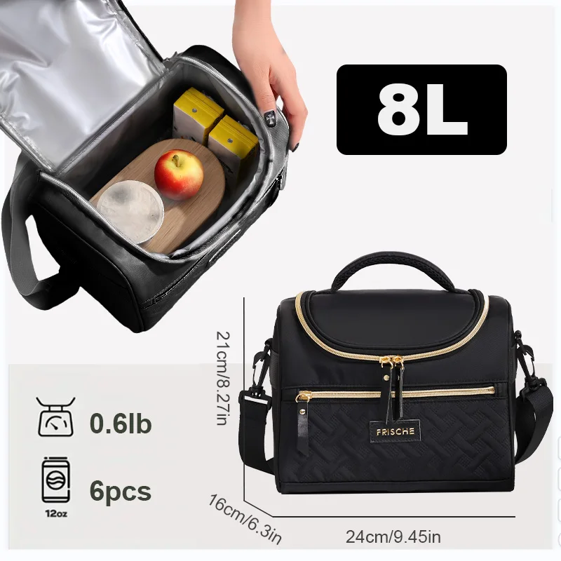 Cooler Bag Portable Lunch Bag Food Thermal Box Durable Waterproof Office Cooler Lunchbox with Shoulder Strap Picnic Bag