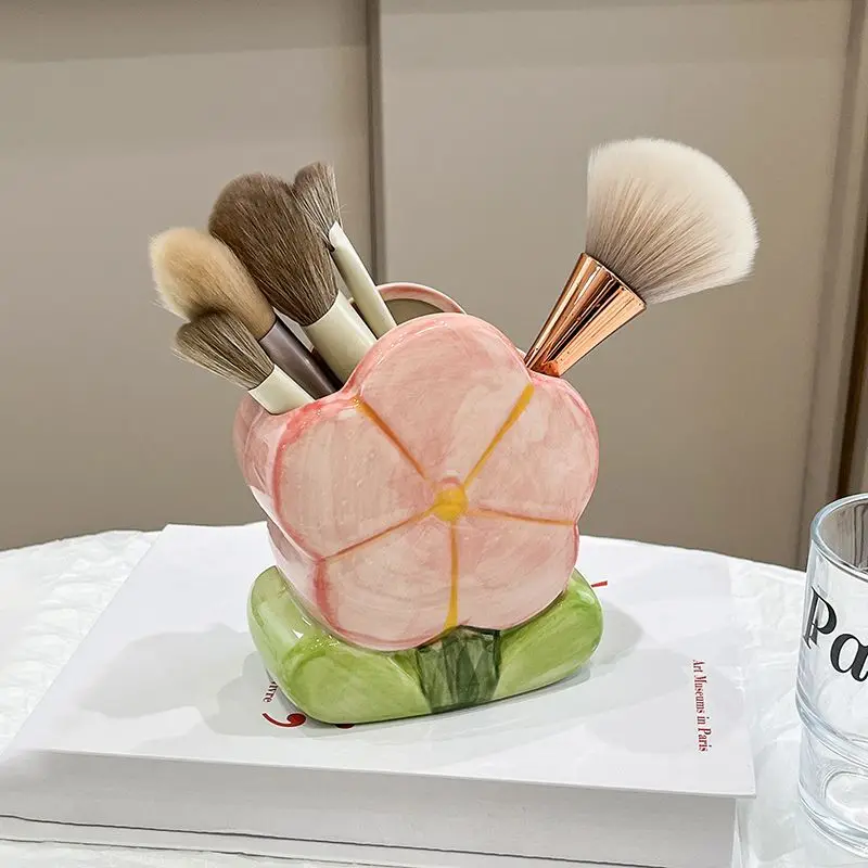 High Appearance Tulip Flower Pen Holder Storage Ornament Student Dorm Desk Bedroom Makeup Brush