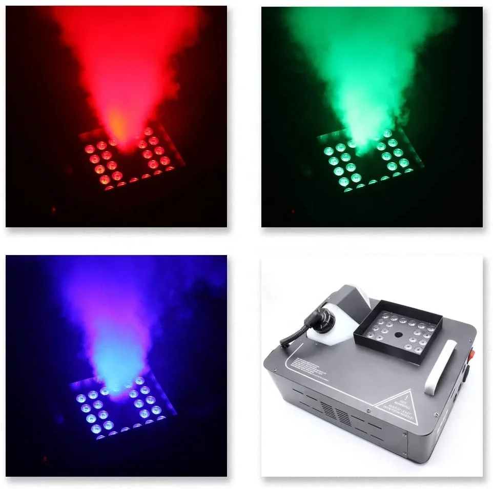 UKing RGB Lighting Effect Fog Machine with Remote & DMX 512 1500W Smoke Machine