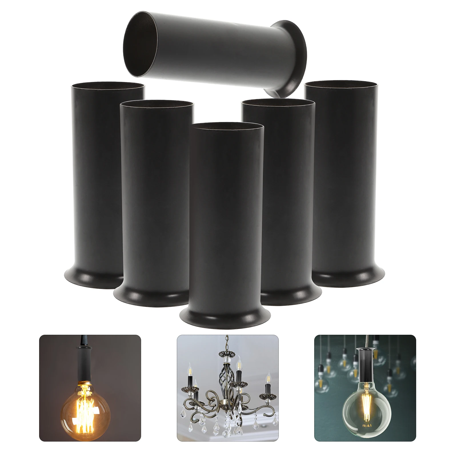 

6pcs Chandelier Edge Covers Tube Sleeves White Golden Candelabra Base Sockets Metal Lighting Accessories