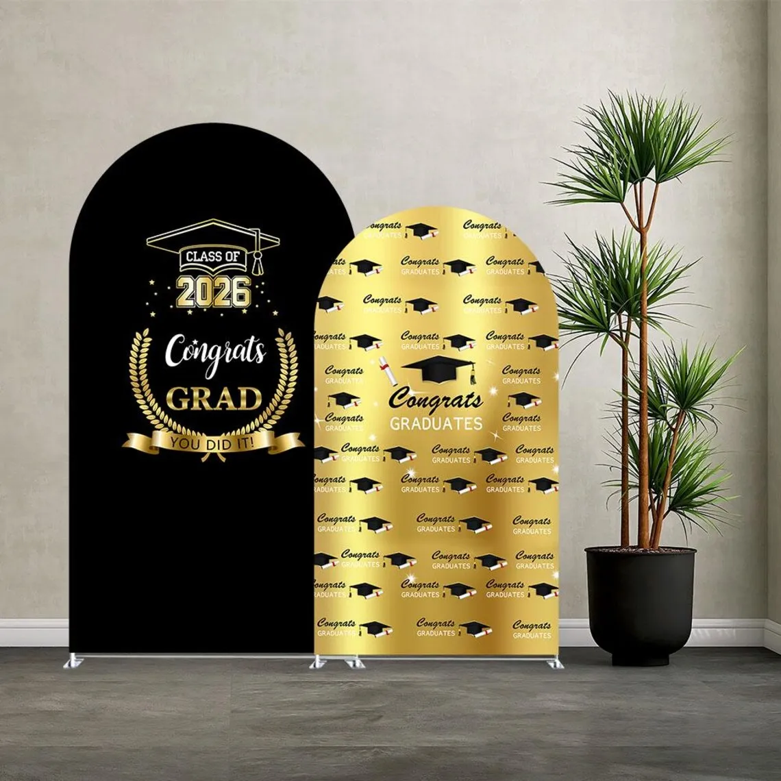 

LS 2-Sided Custom Celebrate Grad Congratulations Graduation Season Party Covers Chiara Arch Wall Background Decor Backdrop