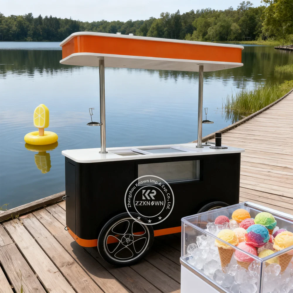 

Customizable Ice Cream Push Cart with Display Freezer Mobile Ice Cream Cart for Sale