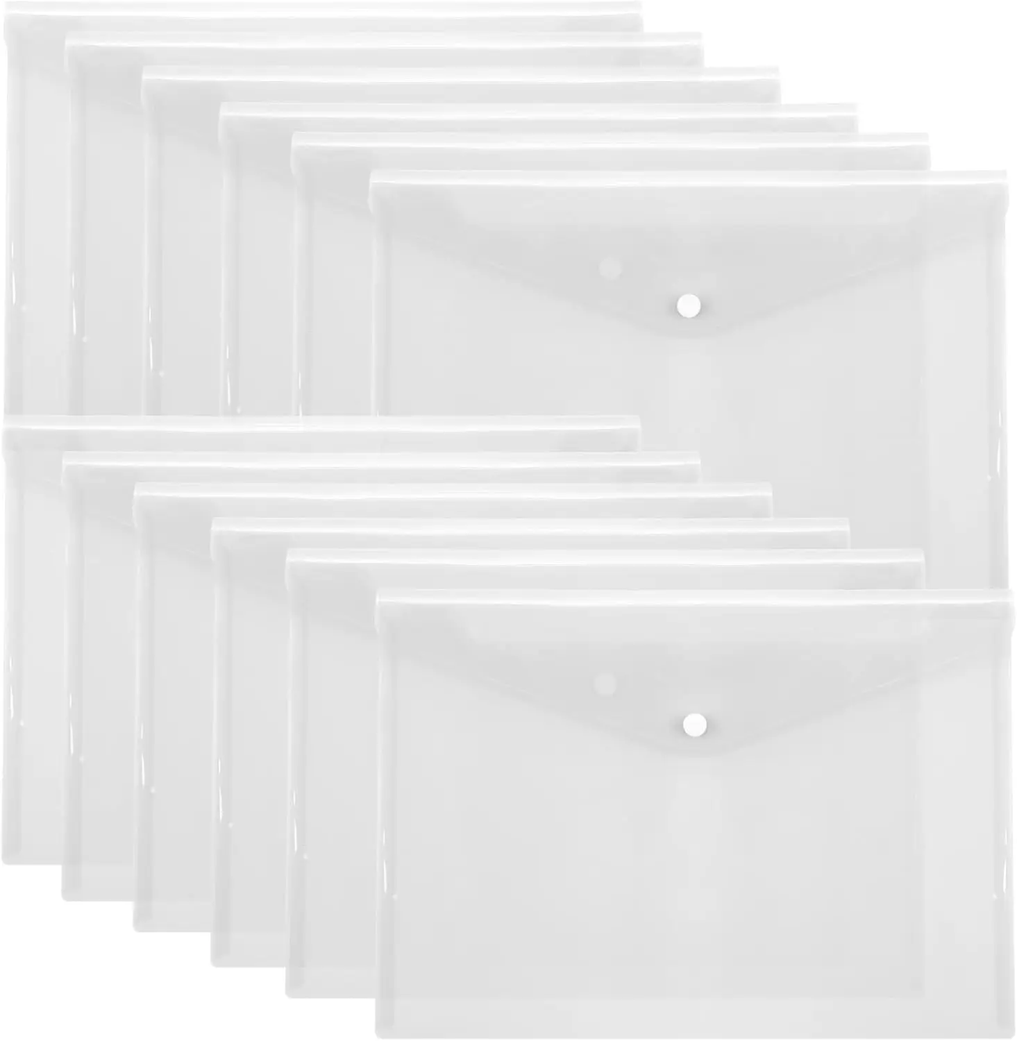 

12 Packs Plastic Envelopes Clear A5 Letter Size Waterproof Poly Envelopes Folders with Snap Closure for Office School Supplie