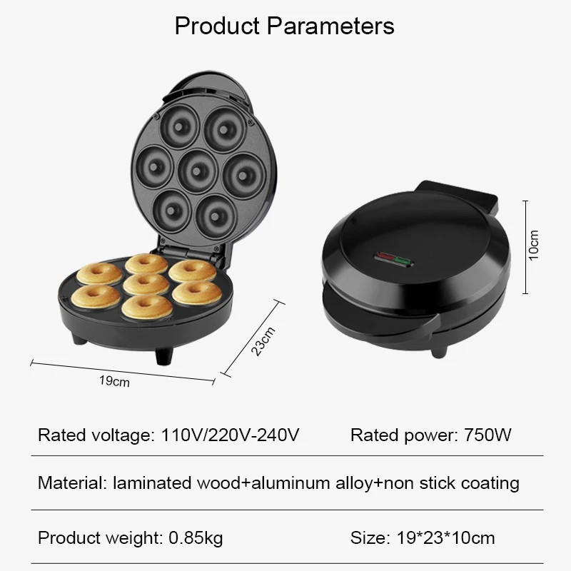 Electric Pancake Fried Omelet Baking Pan Mini Donut Maker 7 Doughnuts Bread Toaster Breakfast Dessert Waffle Machine EU US Plug